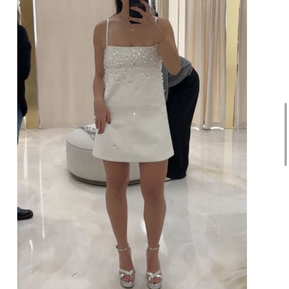NWT Retrofete CORNELIA EMBELLISHED DRESS in white Small